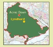Approx location of Acres Down within the New Forest National Park
