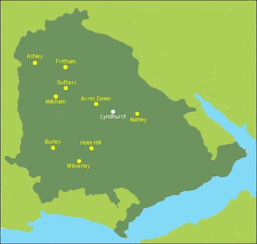 Relative locations of the New Forest walks