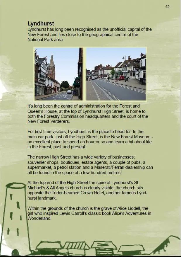 Lyndhurst page new forest pocket guide