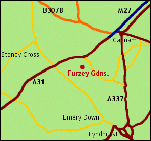 Furzey Gardens location map