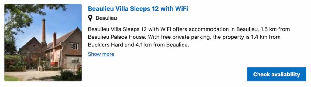 Beaulieu Villa Sleeps 12