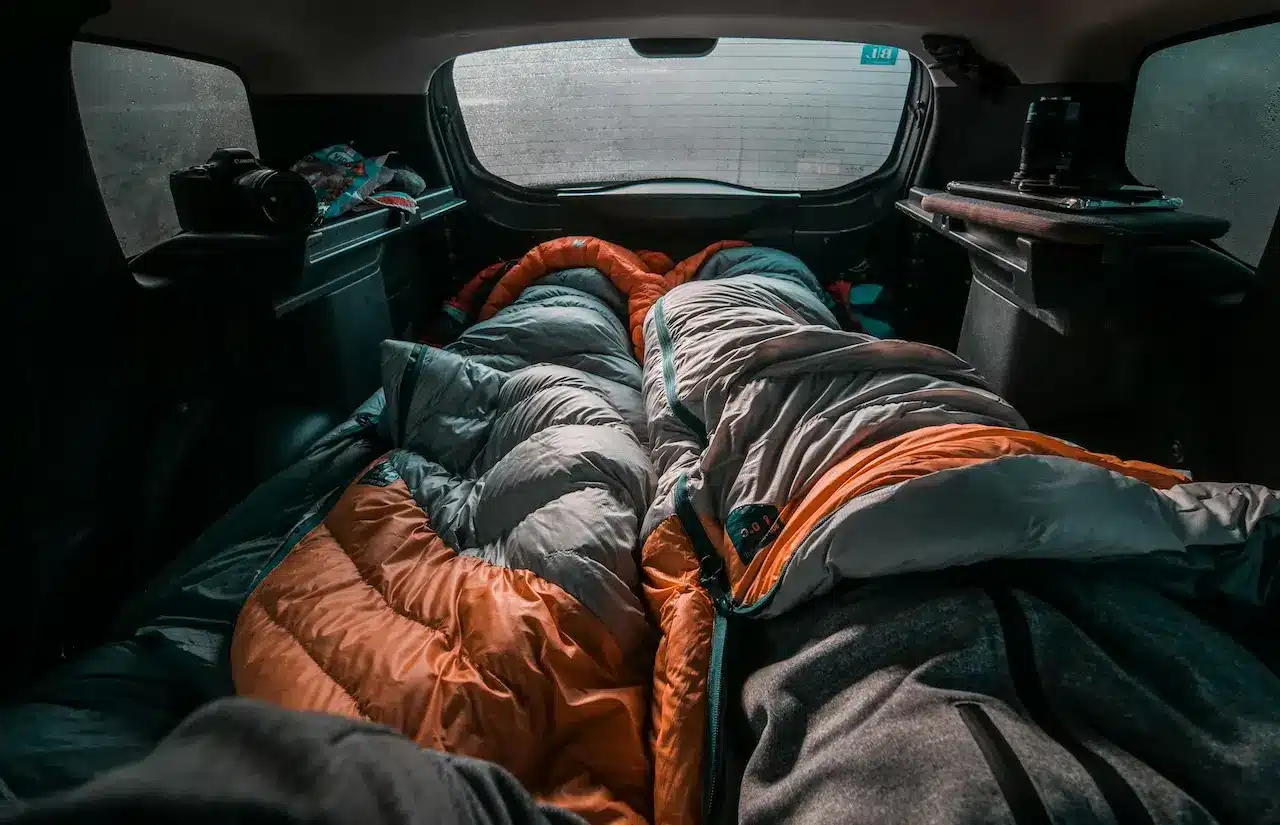 Two People Sleeping In A Car